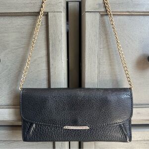 Coach Black wallet/clutch with off brand gold chain strap